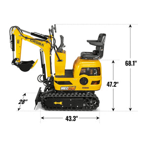 Mini Compact Excavator Loncin 300cc 9hp Engine, 43.3" Max. Digging Depth, 0.6Ton, 1345 LBS Operating Weight, MEC06