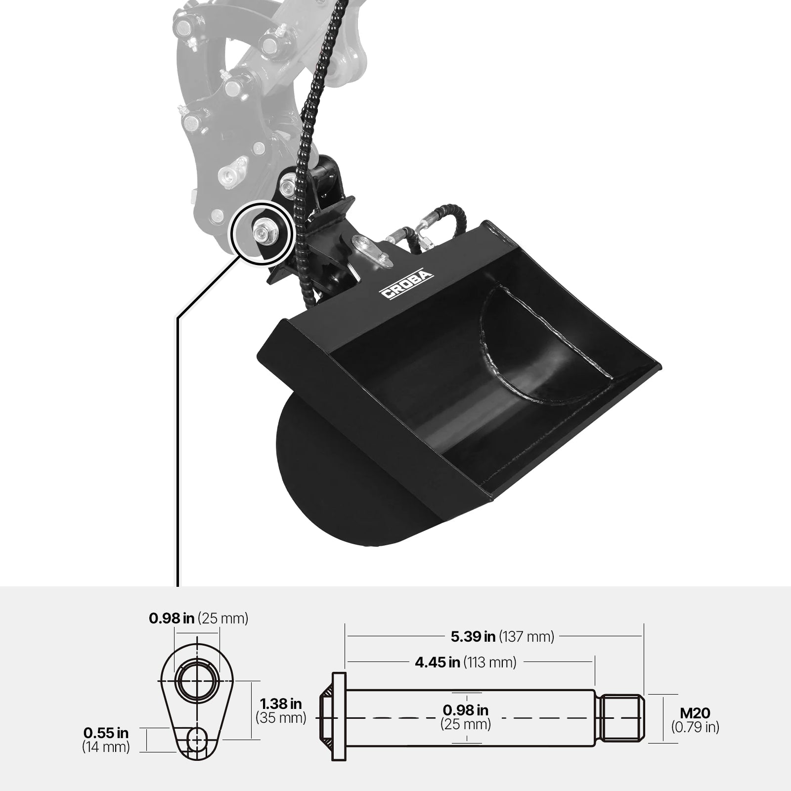 32" Tilt Bucket for Mini Compact Excavator MEC10/MEC12 ( SKU: 150530; 150531; 150532 )