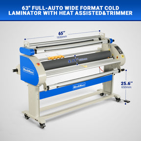 67" Wide Format Full Auto Cold & Heat Assisted Laminator Machine with 4 Trimmers, Max Speed 52.5 ft/min, 63" Max Laminating Width, 1.1" Max Thickness, Infrared Heating, Digital Control for Vinyl Graphics, Inkjet Prints, Posters-1700-A3