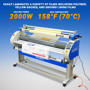 67" Wide Format Full Auto Cold & Heat Assisted Laminator Machine with 4 Trimmers, Max Speed 52.5 ft/min, 63" Max Laminating Width, 1.1" Max Thickness, Infrared Heating, Digital Control for Vinyl Graphics, Inkjet Prints, Posters-1700-A3