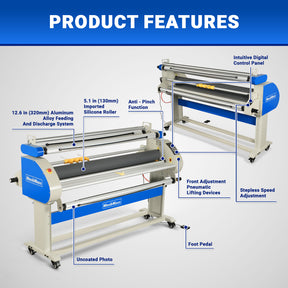 67" Wide Format Full Auto Cold & Heat Assisted Laminator Machine with 4 Trimmers, Max Speed 52.5 ft/min, 63" Max Laminating Width, 1.1" Max Thickness, Infrared Heating, Digital Control for Vinyl Graphics, Inkjet Prints, Posters-1700-A3