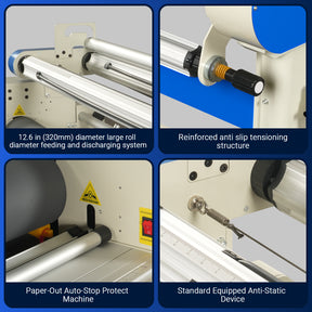 67" Wide Format Full Auto Cold & Heat Assisted Laminator Machine with 4 Trimmers, Max Speed 52.5 ft/min, 63" Max Laminating Width, 1.1" Max Thickness, Infrared Heating, Digital Control for Vinyl Graphics, Inkjet Prints, Posters-1700-A3