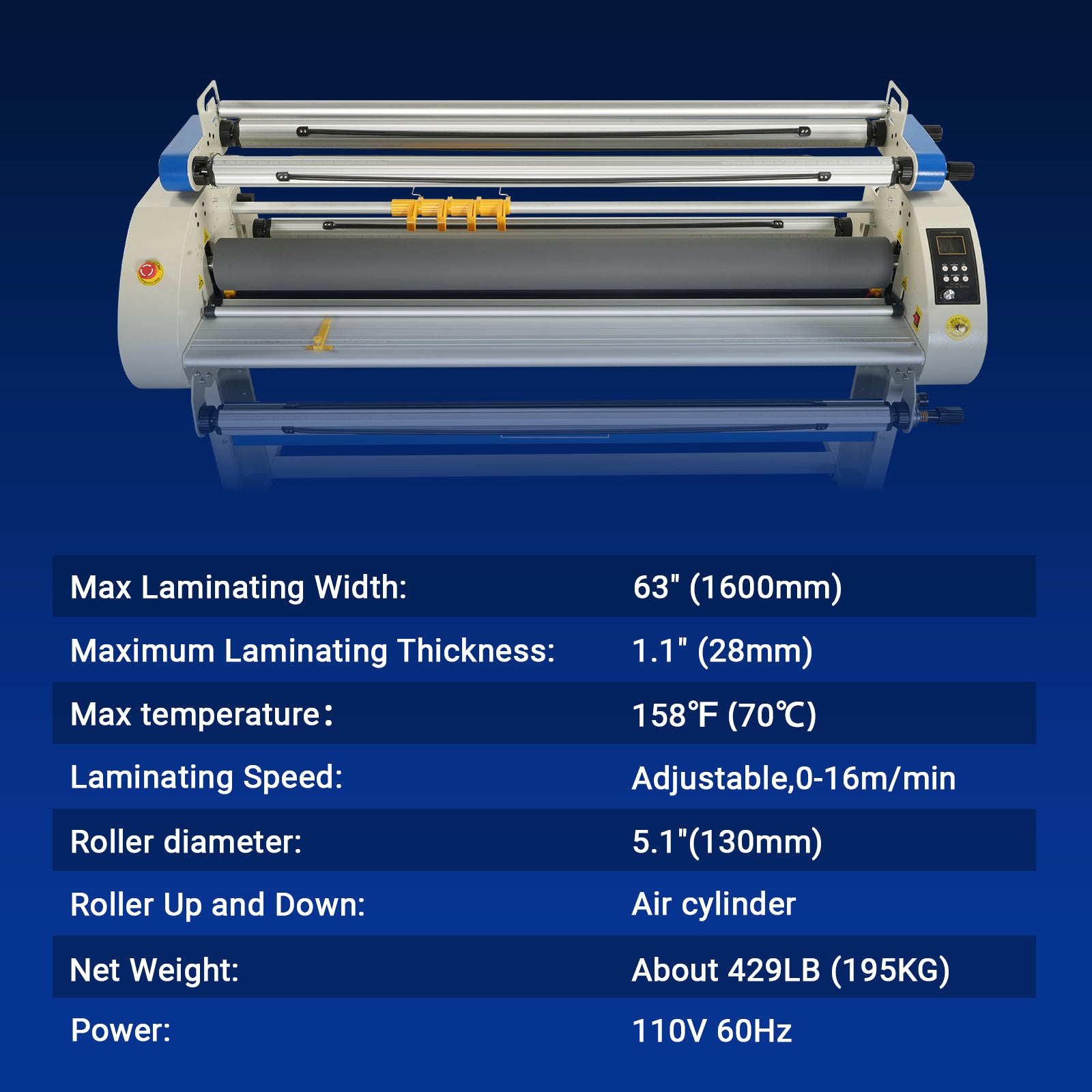 67" Wide Format Full Auto Cold & Heat Assisted Laminator Machine with 4 Trimmers, Max Speed 52.5 ft/min, 63" Max Laminating Width, 1.1" Max Thickness, Infrared Heating, Digital Control for Vinyl Graphics, Inkjet Prints, Posters-1700-A3