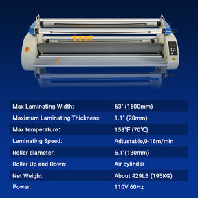 67" Wide Format Full Auto Cold & Heat Assisted Laminator Machine with 4 Trimmers, Max Speed 52.5 ft/min, 63" Max Laminating Width, 1.1" Max Thickness, Infrared Heating, Digital Control for Vinyl Graphics, Inkjet Prints, Posters-1700-A3