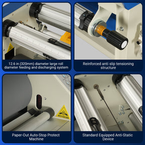 65" Wide Format Full-Auto Cold & Heat Assisted Laminator Machine with 4 Trimmers, Max Speed 40ft/min, 63" Max Width, 1.1" Max Thickness, Infrared Heating, Digital Control for Vinyl Graphics, Inkjet Prints, Posters 1700-B1