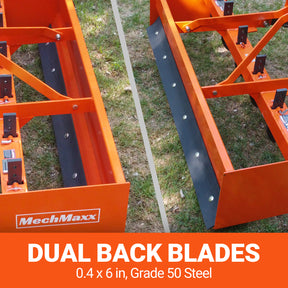 72" Box Blade Scraper with 6 Shanks 3 Point Hitch Tractor Attachment,  BB72