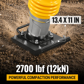 6.5 HP Tamping Rammer with Wheel Kit, 2700 lb Impact Force Jumping Jack Tamper Compactor for Soil, Gravel, Backfill and Foundation, TR90L