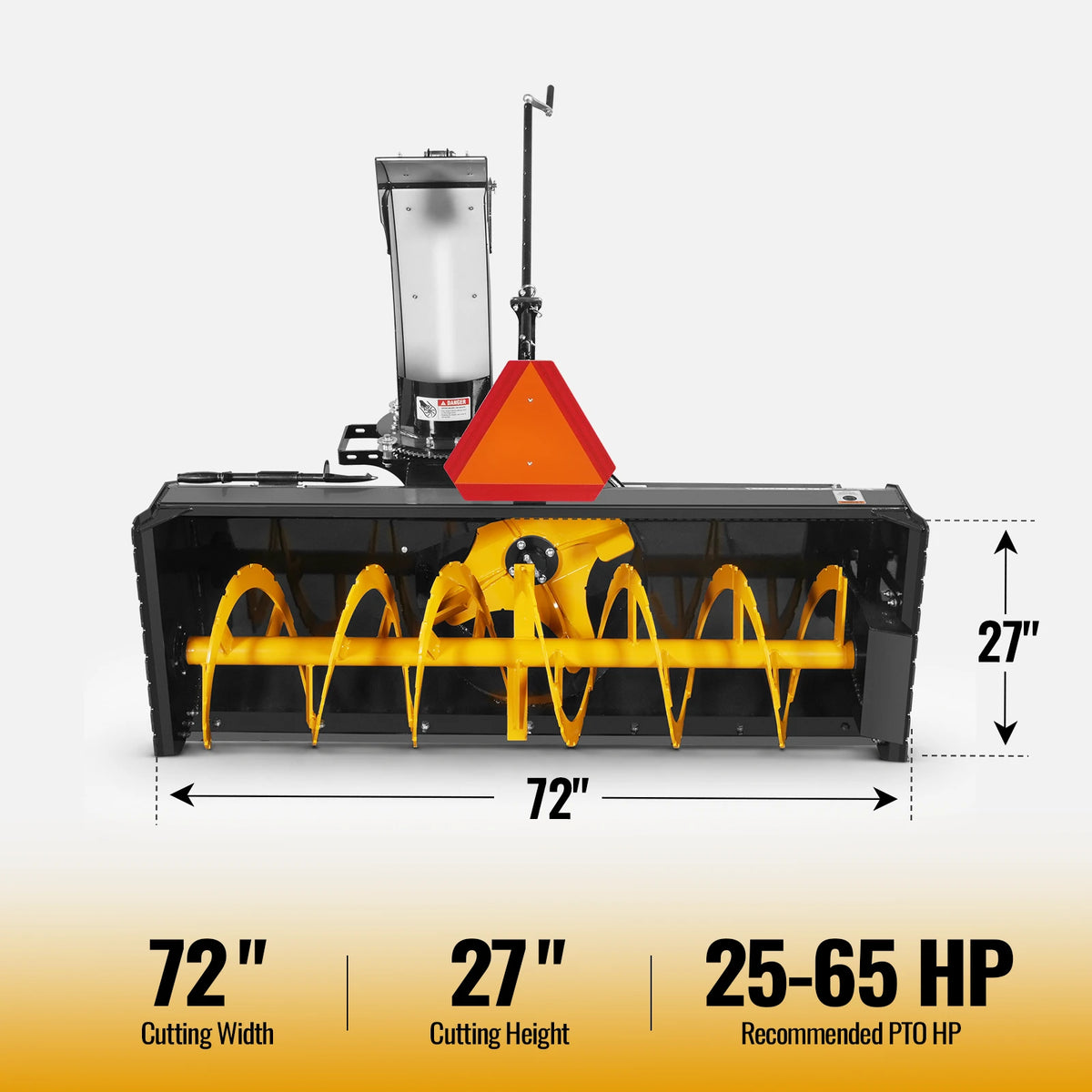 72" 3 Point PTO Snow Blower 24" Impeller Diameter 360° Snow Chute (PTO Shaft Included with Slip Clutch), 25-65 HP, TSB72