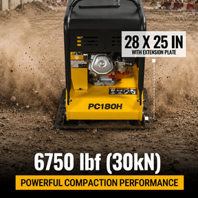 Honda GX270 Reversible Plate Compactor with Wheel Kit and Extension Plates, 6750 lb Centrifugal Force, PC180H