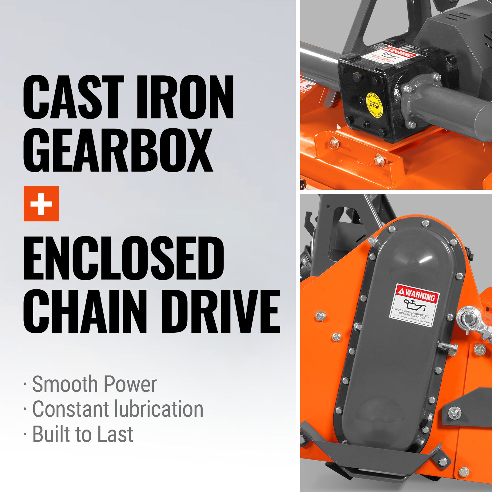 48 in Stone Burier Reverse Rotary Tiller, 3 Point Hitch Cat.1, Chain Drive, PTO Shaft Included with Slip Clutch, 20–45 HP, RSB48