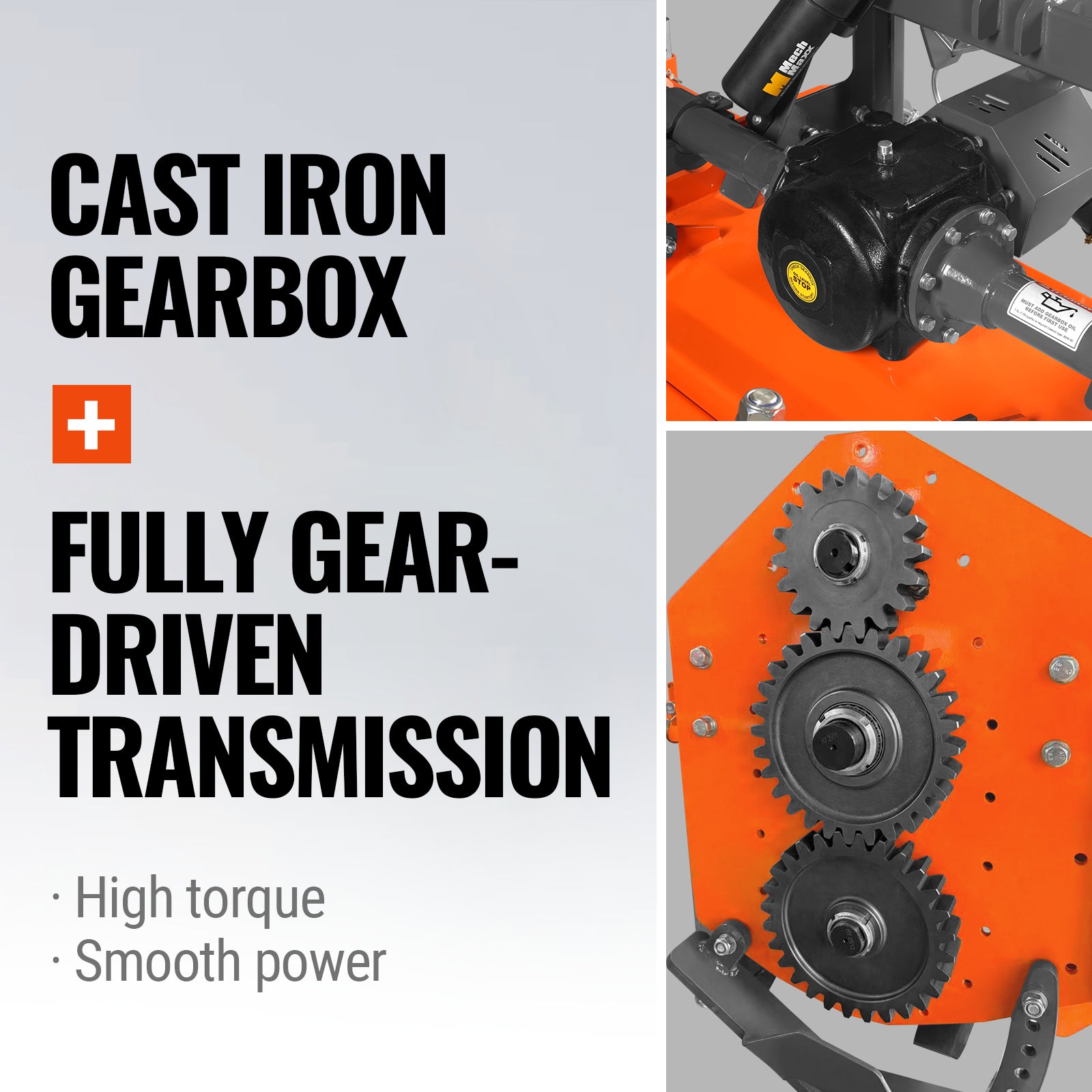 90 in Heavy Duty Rotary Tiller, 3 Point Hitch Cat.2, Gear Drive, PTO Shaft Included with Slip Clutch, 50–90 HP, HRT90