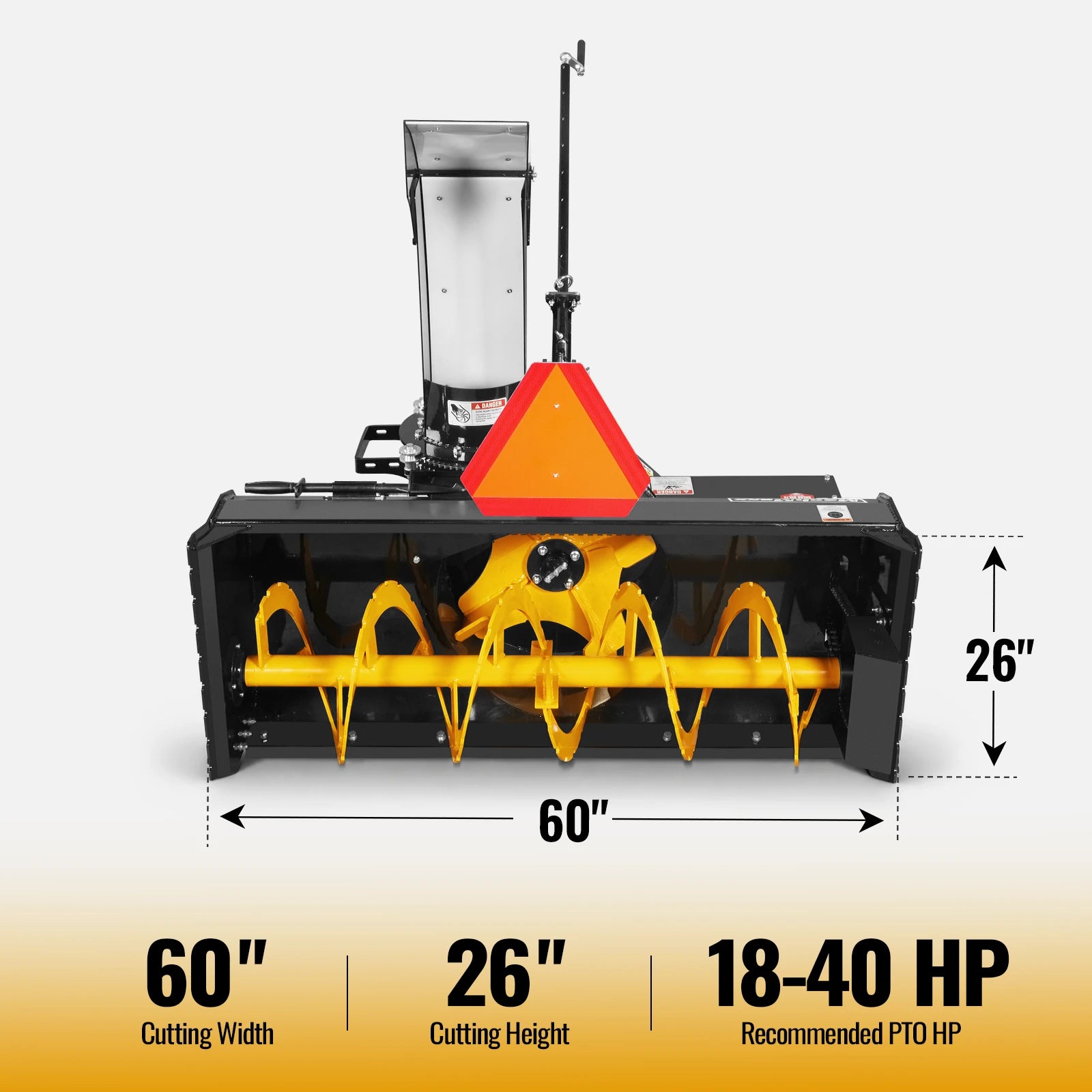 60" 3 Point PTO Snow Blower 22" Impeller Diameter 360° Snow Chute (PTO Shaft Included with Slip Clutch),  18-40 HP,  TSB60