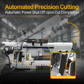 MechMaxx Metal Cutting Band Saw 10 Inch Horizontal Bandsaw 2HP 220V 60Hz 1PH 0‑45° Mitering Hydraulic Down Feed Built‑in Coolant System for Steel Aluminum Alloy Metal Fabrication BS-1018R