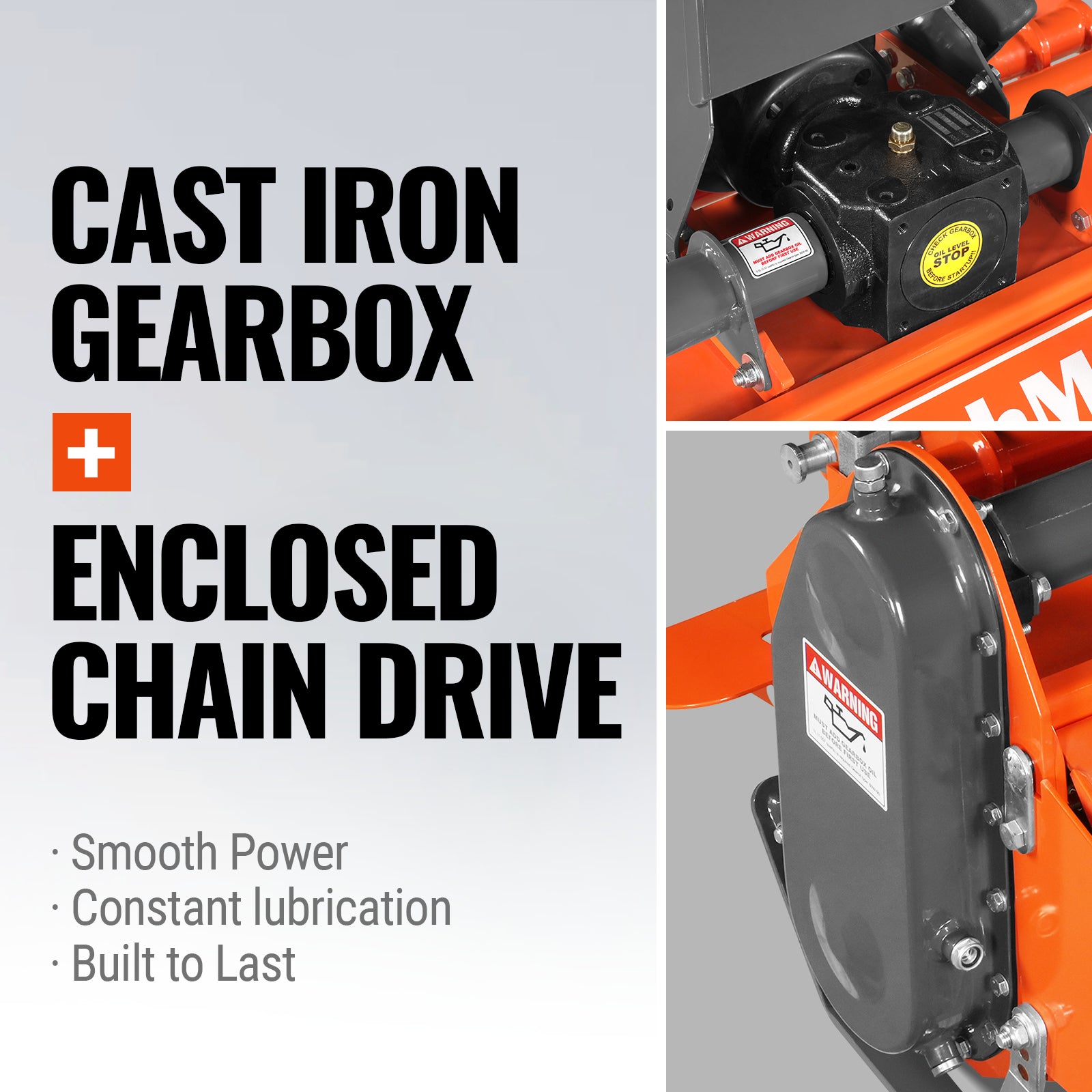 45 in Rotary Tiller, 3 Point Hitch Cat.1, Chain Drive, PTO Shaft Included with Shear Bolt, 15–35 HP, LRT45