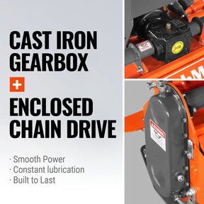 45 in Rotary Tiller, 3 Point Hitch Cat.1, Chain Drive, PTO Shaft Included with Shear Bolt, 15–35 HP, LRT45