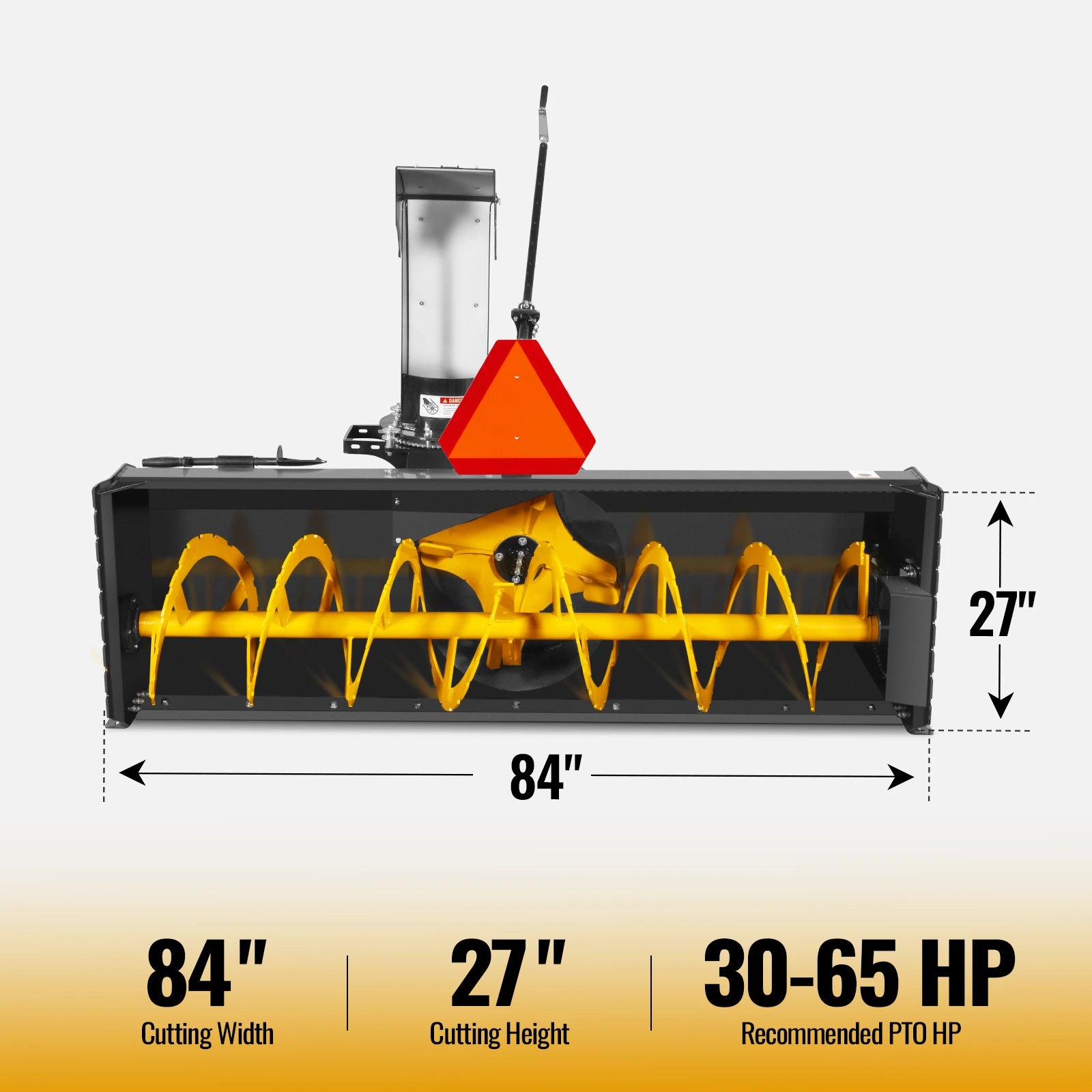 84" 3 Point PTO Snow Blower 24" Impeller Diameter 360° Snow Chute (PTO Shaft Included with Slip Clutch), 30-65 HP, TSB84