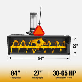 84" 3 Point PTO Snow Blower 24" Impeller Diameter 360° Snow Chute (PTO Shaft Included with Slip Clutch), 30-65 HP, TSB84