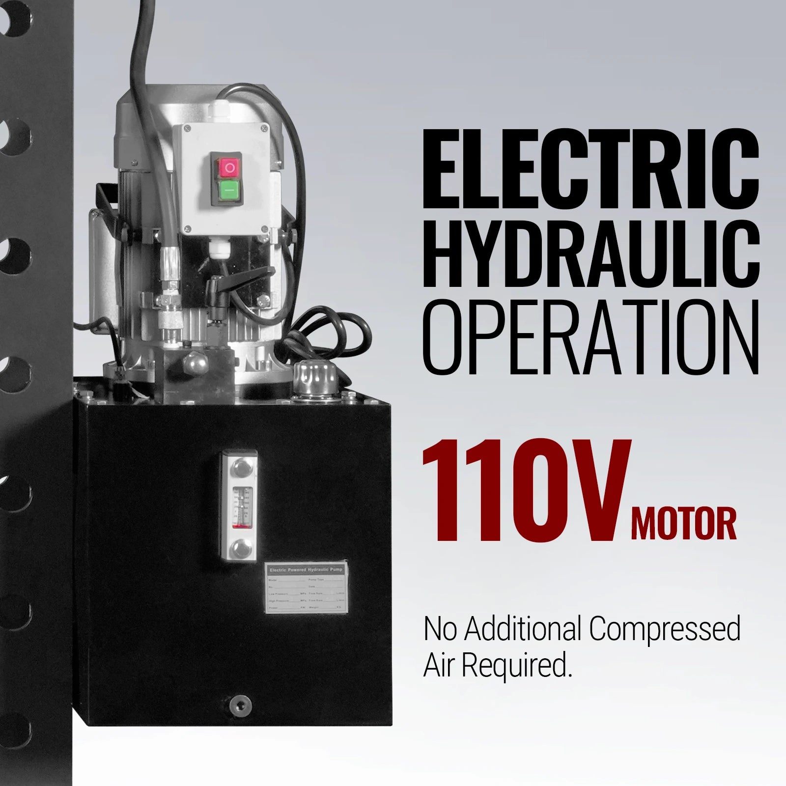 100 Ton H-Frame Electric Hydraulic Shop Press with Hand Winch,  110V Motor,  Fully Welded Steel Frame,  Safety Guard,  Foot Pedal Control,  HSP100E