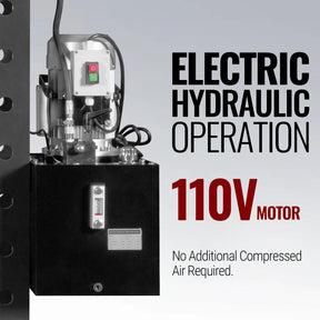 100 Ton H-Frame Electric Hydraulic Shop Press with Hand Winch,  110V Motor,  Fully Welded Steel Frame,  Safety Guard,  Foot Pedal Control,  HSP100E