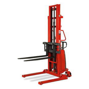 Semi-Electric Straddle Stacker 118'' Lift 3300lbs Capacity with Adj. Legs and Forks, S33-118S