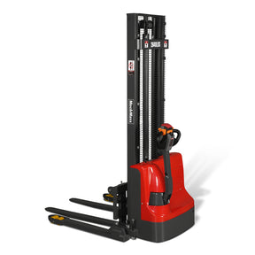 Full Electric Straddle Stacker 138'' Lift 2640lbs Capacity with Adj. Legs and Forks, F26-138S