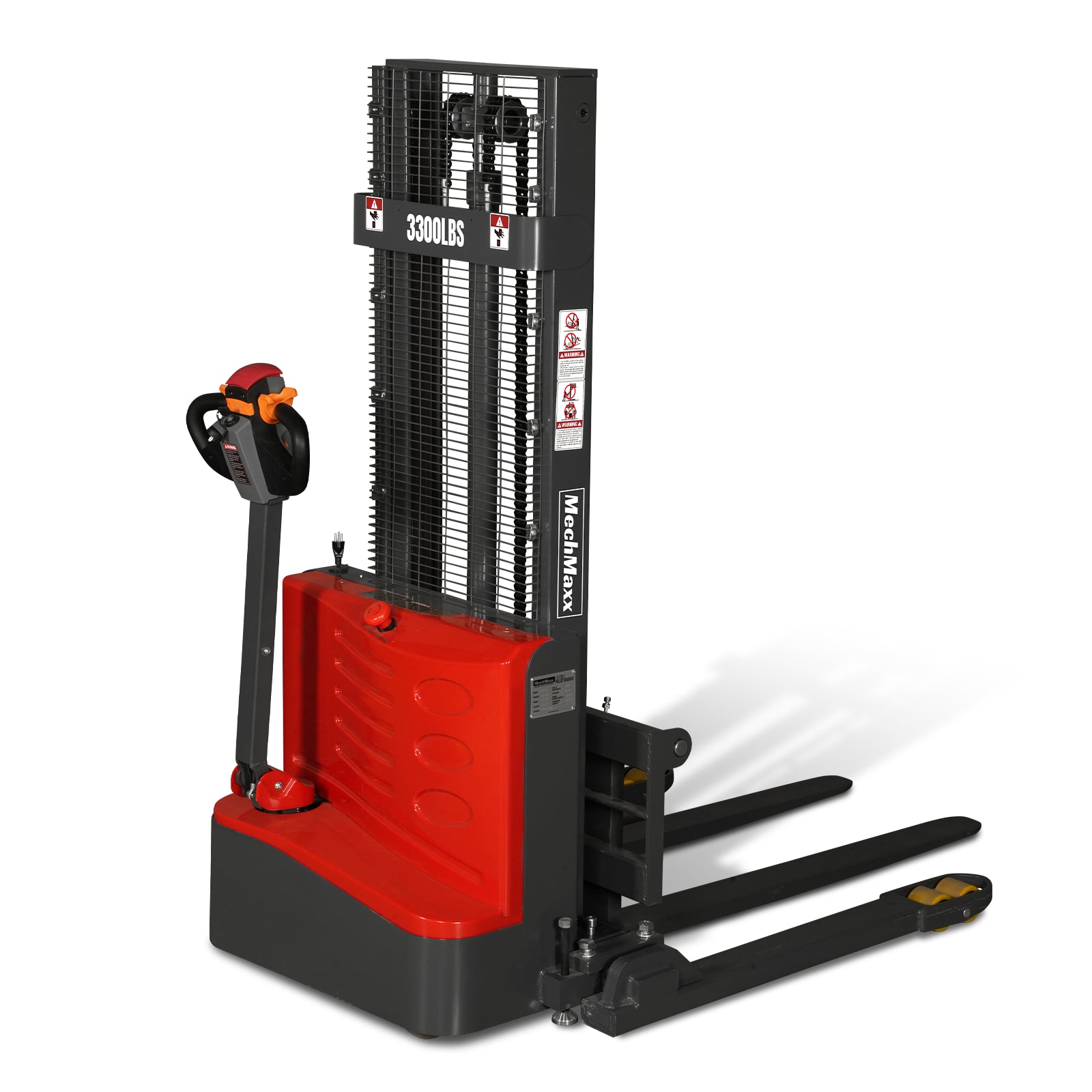 Full Electric Straddle Stacker 98'' Lift 3300lbs Capacity with Adj. Legs and Forks, F33-98S