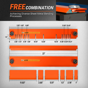 24'' Industrial Magnetic Pan and BOX Heavy Duty Sheet Metal Brake 20 Gauge Capacity Shear Press Brake, MSMB650E