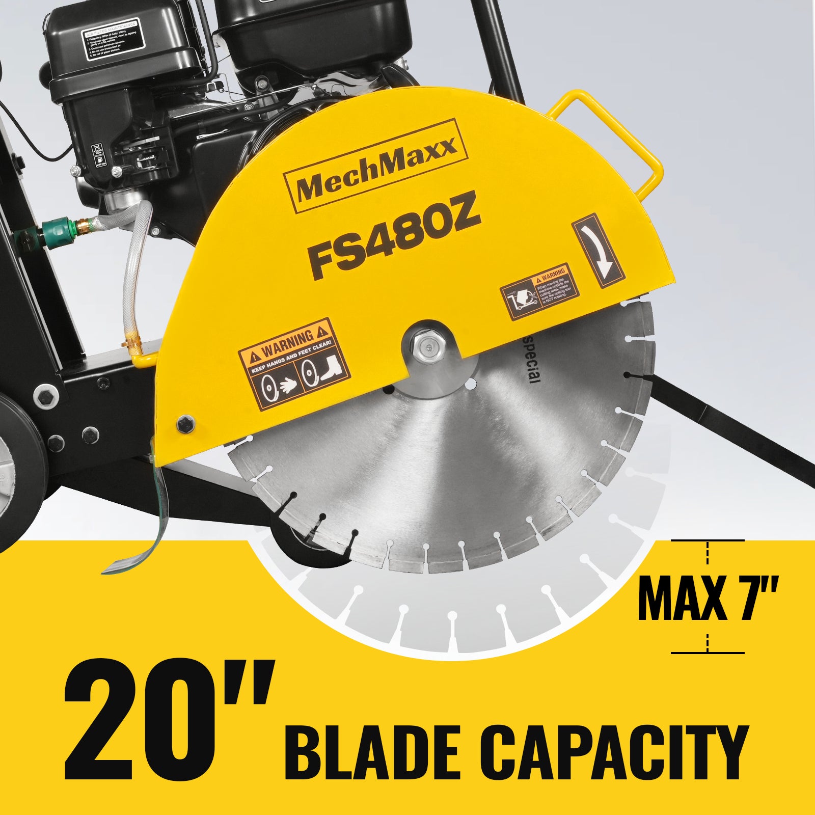 15 HP Walk-Behind Concrete Floor Saw, 20 in Blade, 7 in Cutting Depth, FS480Z