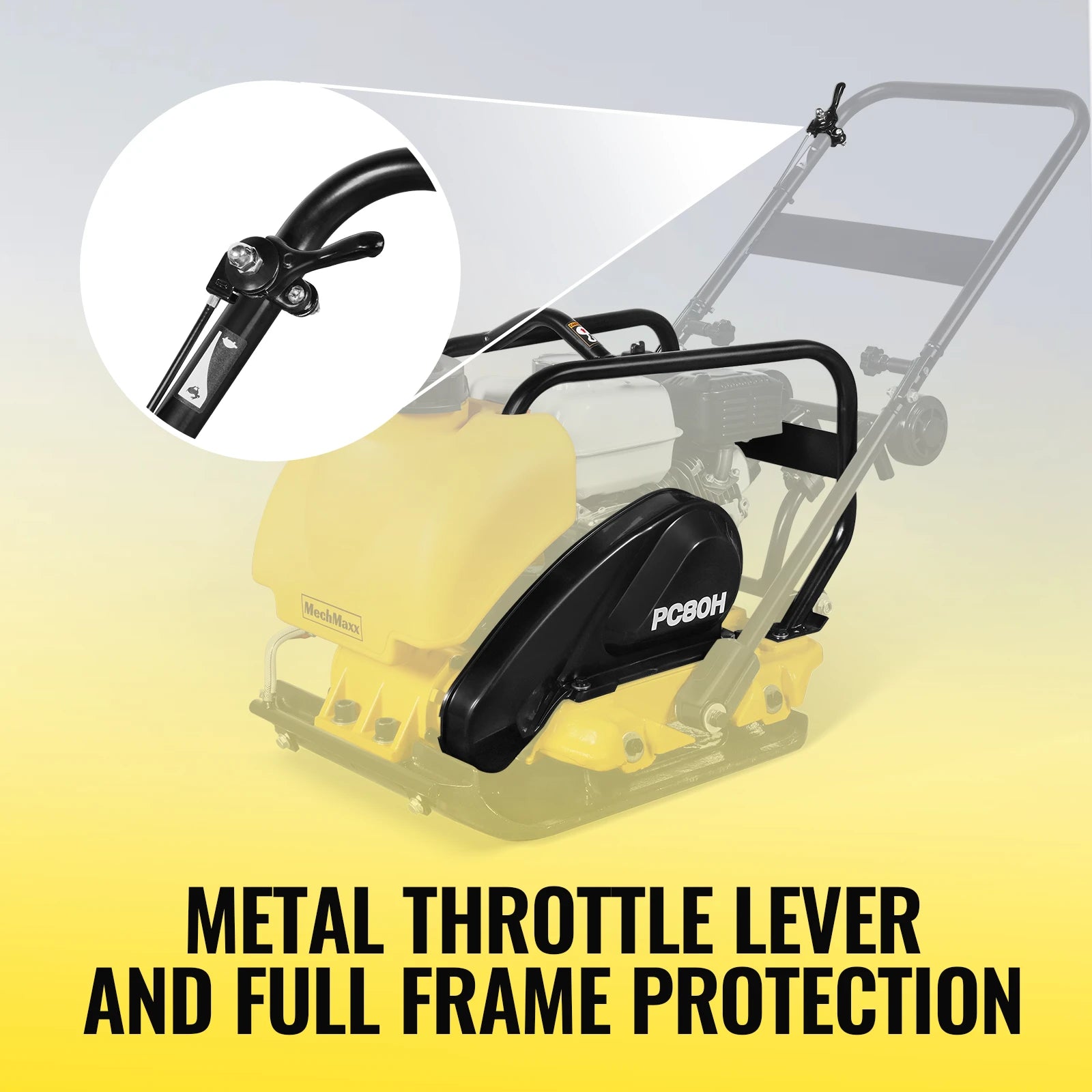 Honda GX160 Vibratory Plate Compactor with Wheel Kit, 3150 lb Centrifugal Force for Soil, Gravel, Asphalt and Paver Base, PC80H