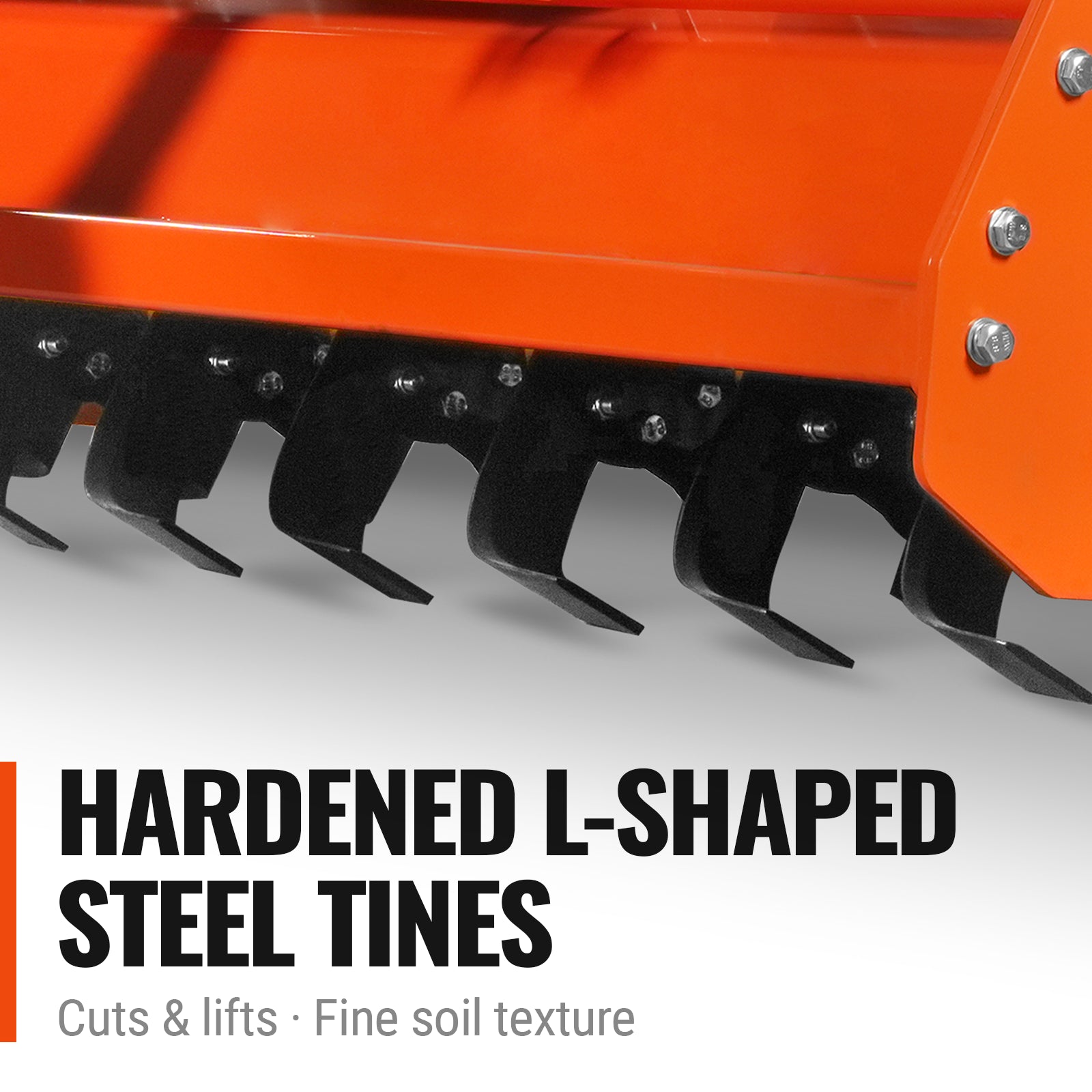 48 in Stone Burier Reverse Rotary Tiller, 3 Point Hitch Cat.1, Chain Drive, PTO Shaft Included with Slip Clutch, 20–45 HP, RSB48