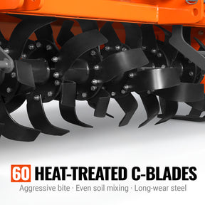 90 in Heavy Duty Rotary Tiller, 3 Point Hitch Cat.2, Gear Drive, PTO Shaft Included with Slip Clutch, 50–90 HP, HRT90
