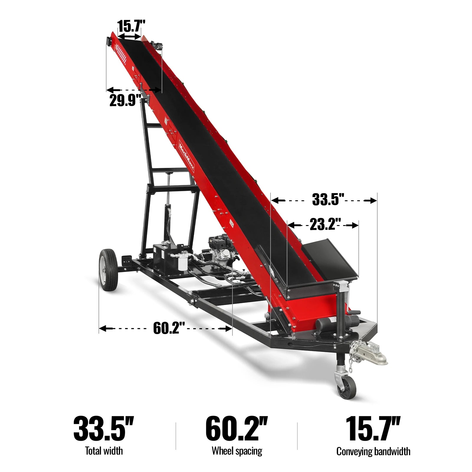 Firewood Conveyor,  7HP 212cc Gasoline Powered Max. 124" Lift Height,  236'' Length,  16" Width,  HC2016