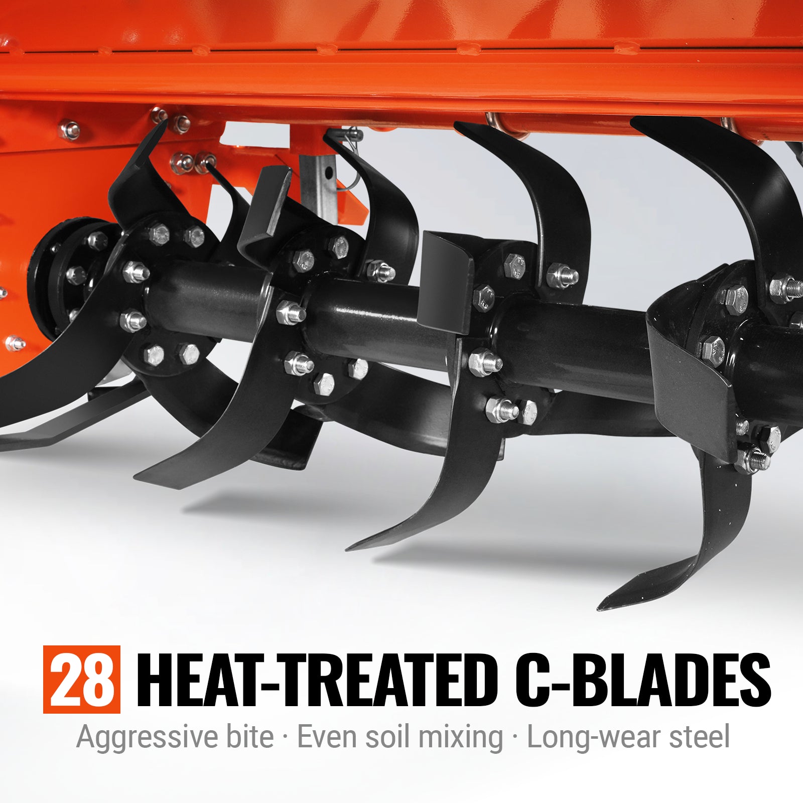 53 in Rotary Tiller, 3 Point Hitch Cat.1, Chain Drive, PTO Shaft Included with Shear Bolt, 18–35 HP, LRT53