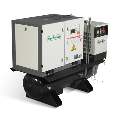 10HP Combined Rotary Screw Air Compressor with Dryer & 66-Gal ASME Tank | 32 CFM, 116 PSI, 230V 3-Phase – Industrial Grade