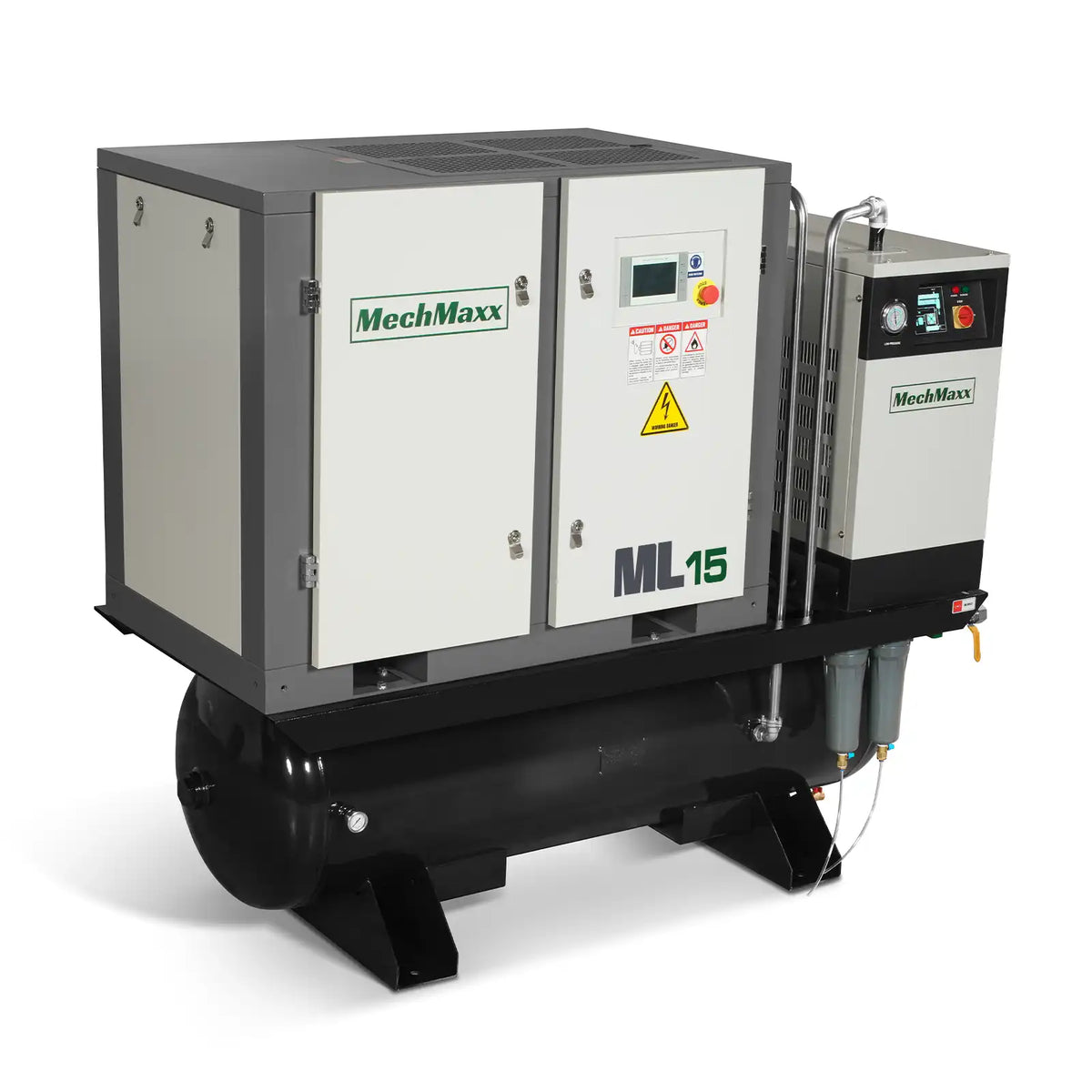 15HP Combined Rotary Screw Air Compressor with Dryer & 105-Gal ASME Tank | 45 CFM, 116 PSI, 230V 3-Phase – Industrial Grade