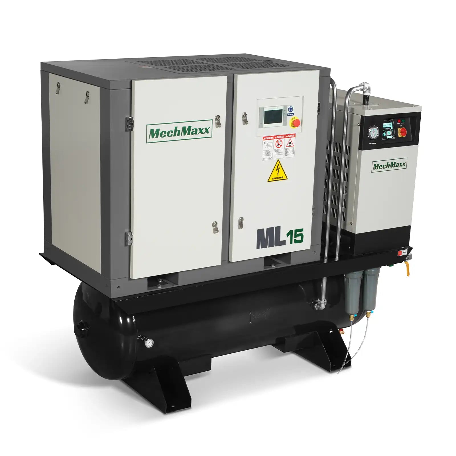 15HP Combined Rotary Screw Air Compressor with Dryer & 105-Gal ASME Tank | 45 CFM, 116 PSI, 230V 3-Phase – Industrial Grade