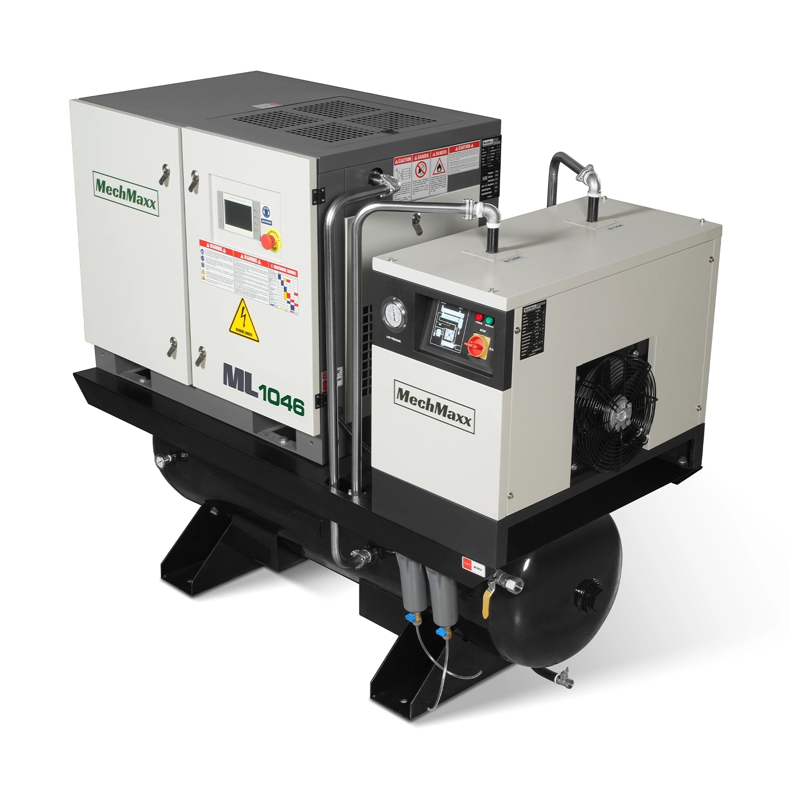 10HP Combined Rotary Screw Air Compressor with Dryer & 66-Gal ASME Tank | 32 CFM, 116 PSI, 460V 3-Phase – Industrial Grade