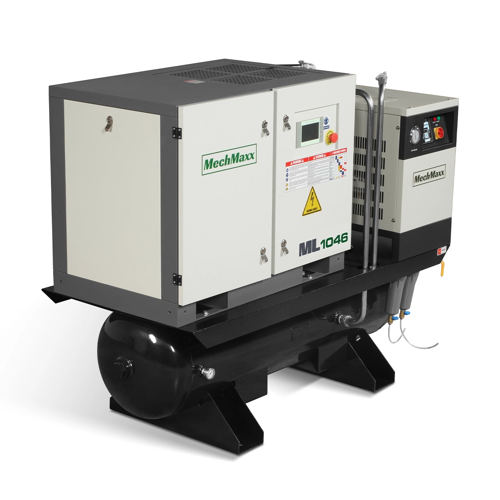 10HP Combined Rotary Screw Air Compressor with Dryer & 66-Gal ASME Tank | 32 CFM, 116 PSI, 460V 3-Phase – Industrial Grade