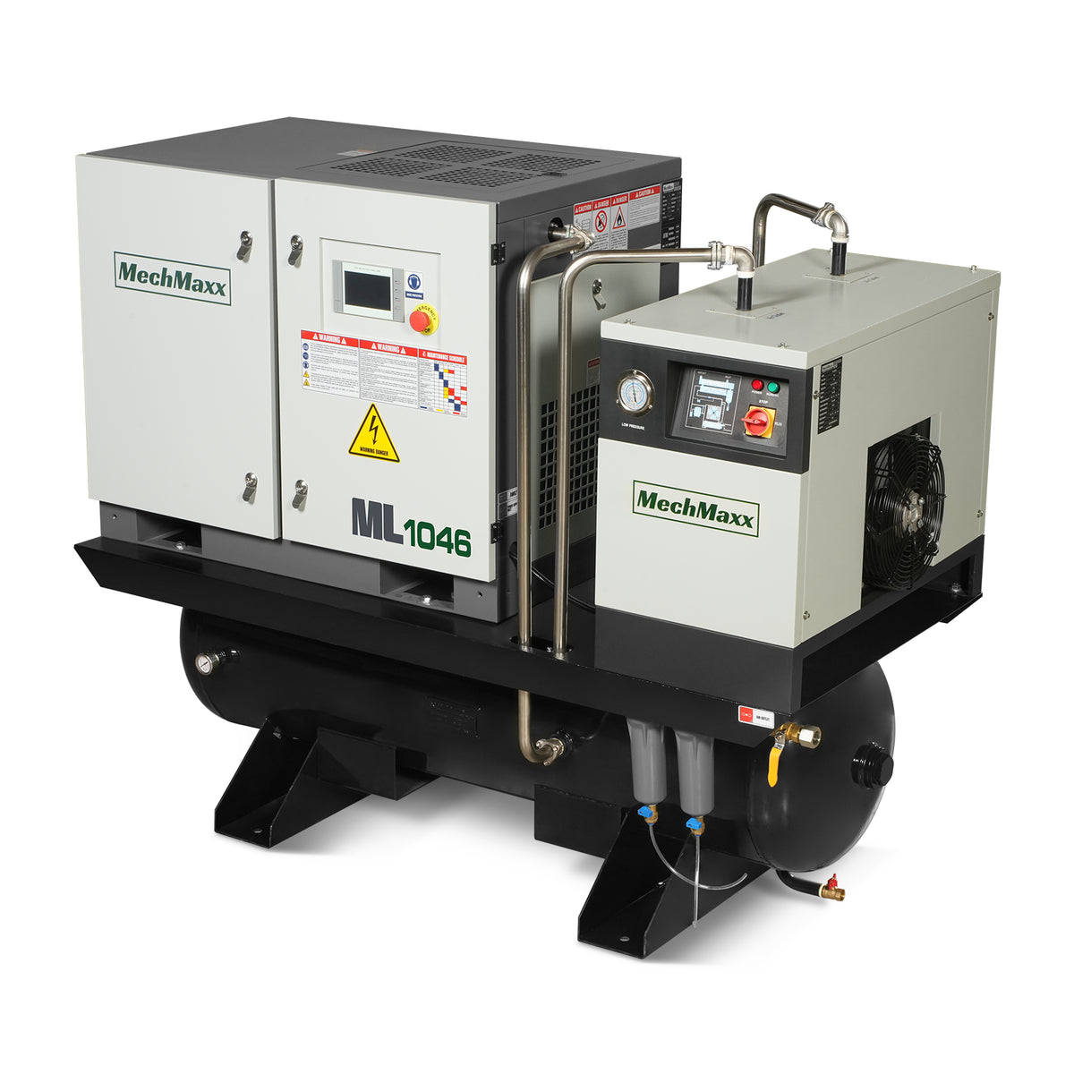 10HP Combined Rotary Screw Air Compressor with Dryer & 66-Gal ASME Tank | 32 CFM, 116 PSI, 460V 3-Phase – Industrial Grade
