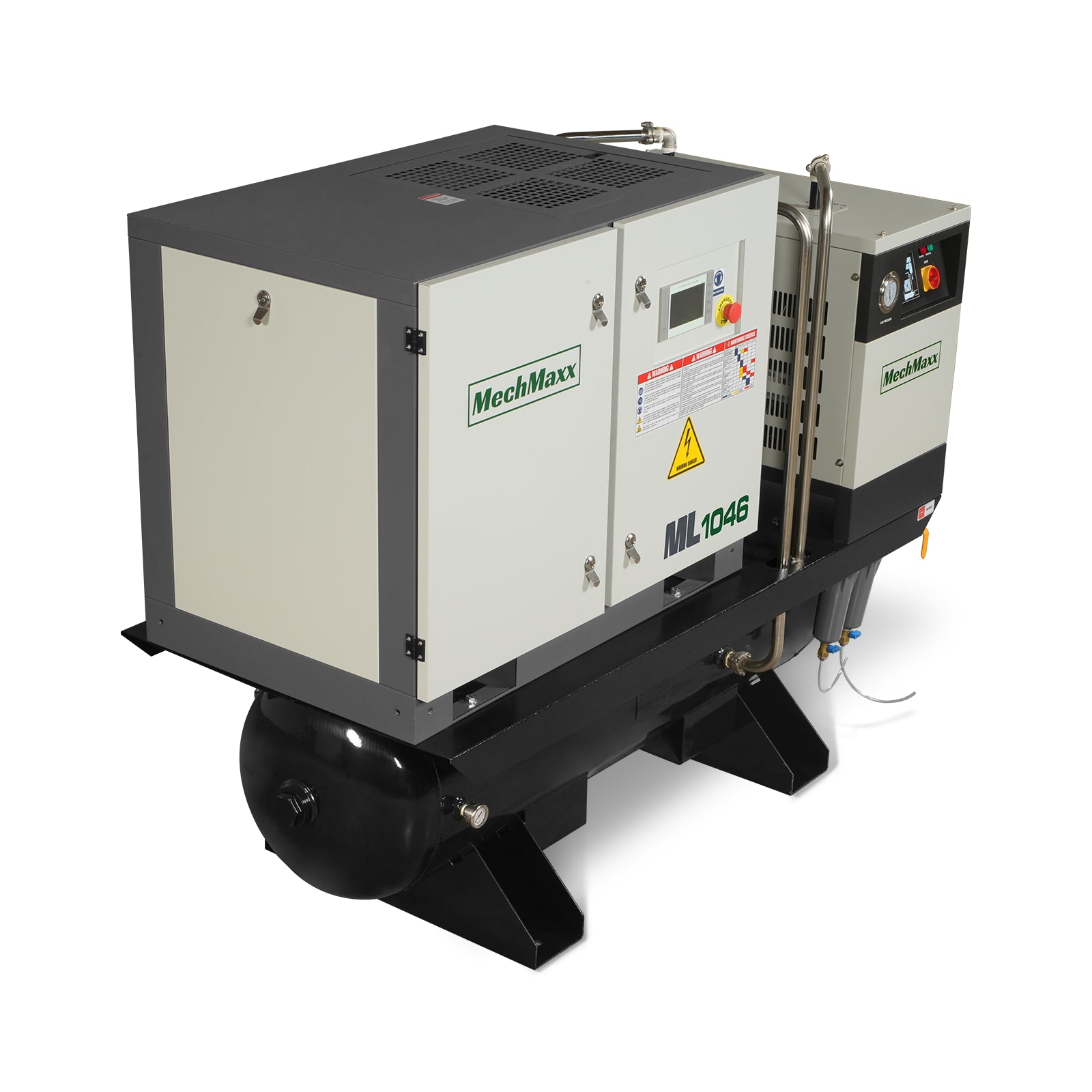 10HP Combined Rotary Screw Air Compressor with Dryer & 66-Gal ASME Tank | 32 CFM, 116 PSI, 460V 3-Phase – Industrial Grade