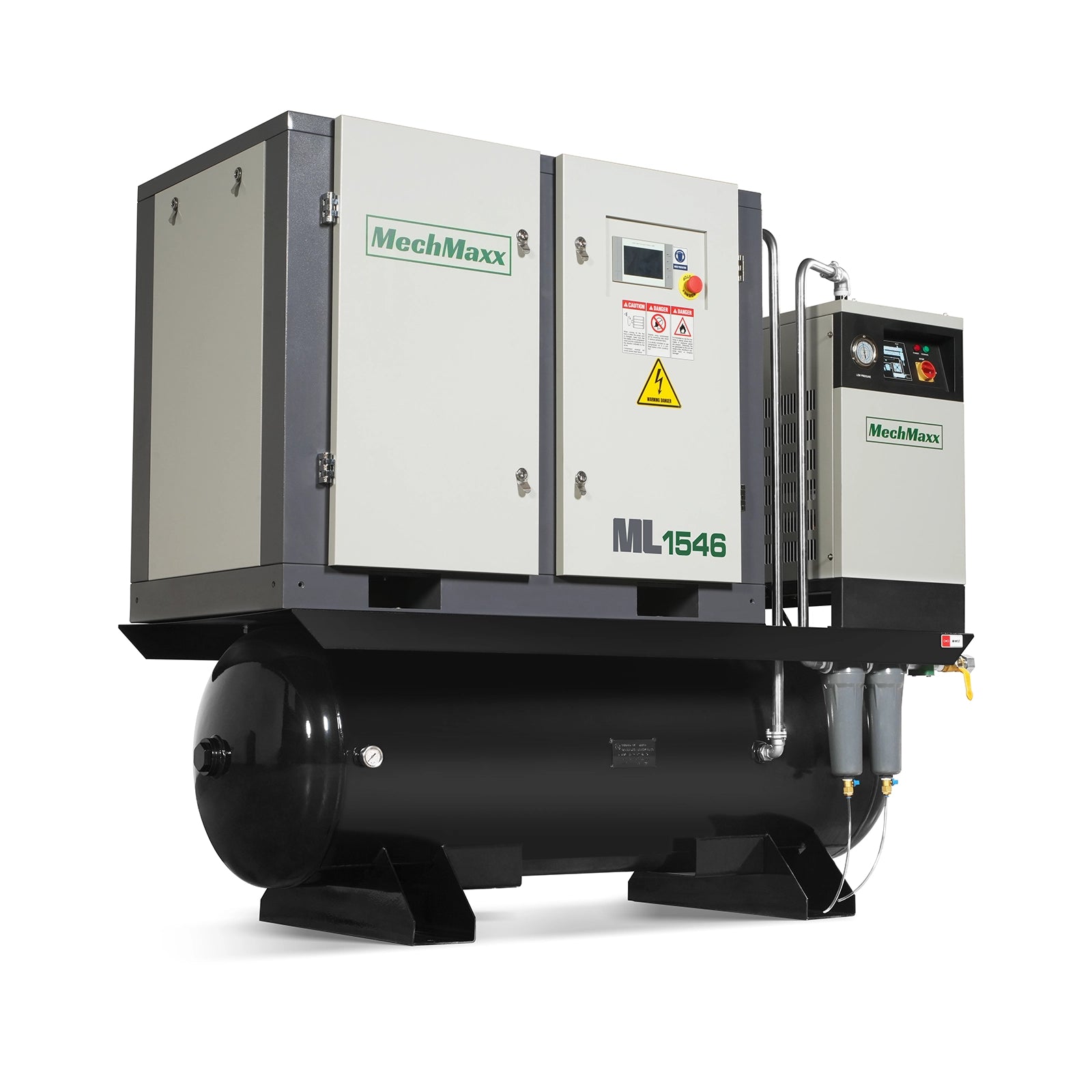 15HP Combined Rotary Screw Air Compressor with Dryer & 105-Gal ASME Tank | 45 CFM, 116 PSI, 460V 3-Phase – Industrial Grade