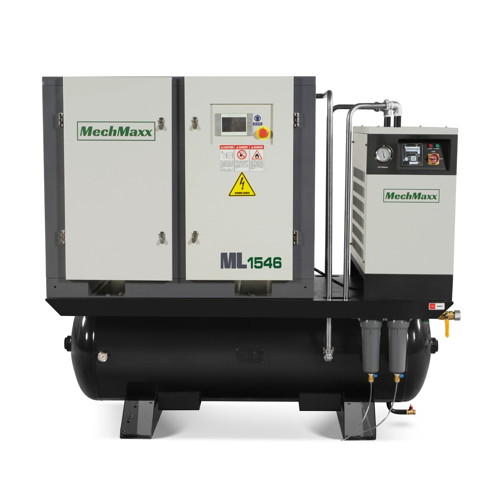 15HP Combined Rotary Screw Air Compressor with Dryer & 105-Gal ASME Tank | 45 CFM, 116 PSI, 460V 3-Phase – Industrial Grade