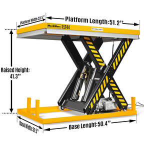 4400lbs Capacity Stationary Powered Hydraulic Lift Table, 51.2” x 33.5” Platform, 41.3” Lift Height, UL Certified Moto, ELT44