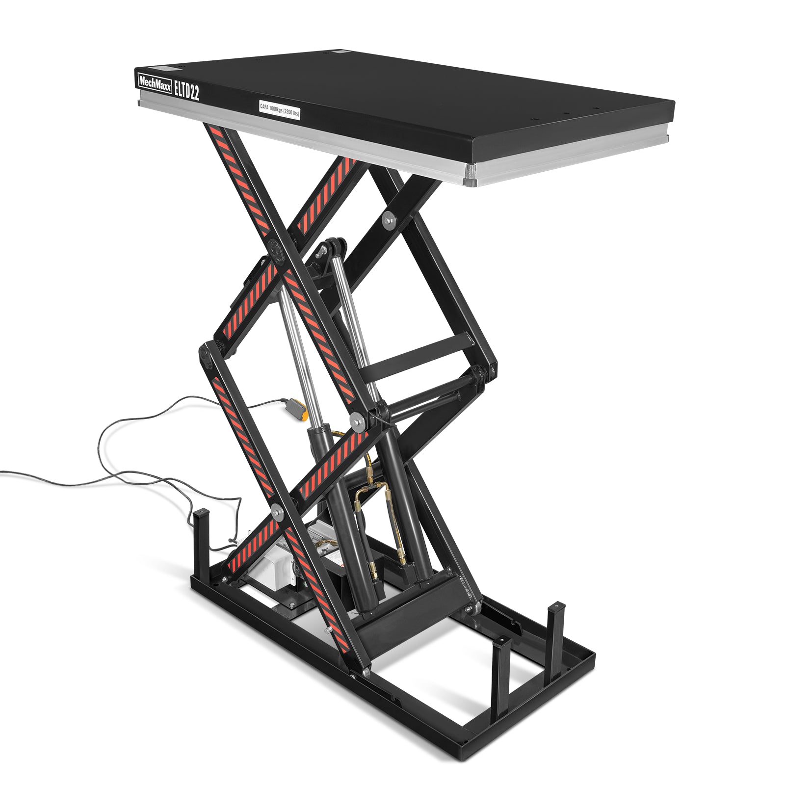 2200 lbs Capacity Stationary Electric Hydraulic Double Scissor Lift Table – 51.2" x 32.3" Platform, 70.1" Lift Height, UL Certified Motor, ELTD22