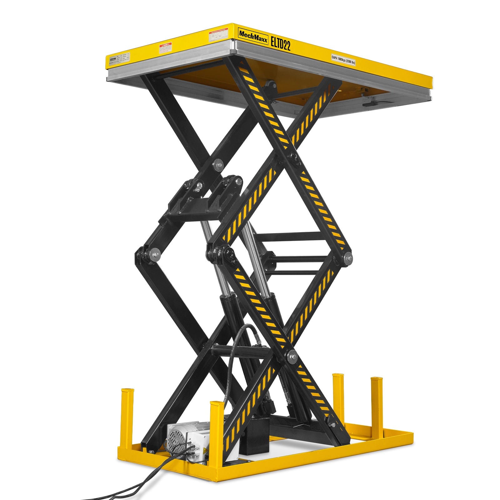 2200 lbs Capacity Stationary Electric Hydraulic Double Scissor Lift Table – 51.2" x 32.3" Platform, 70.1" Lift Height, UL Certified Motor, ELTD22