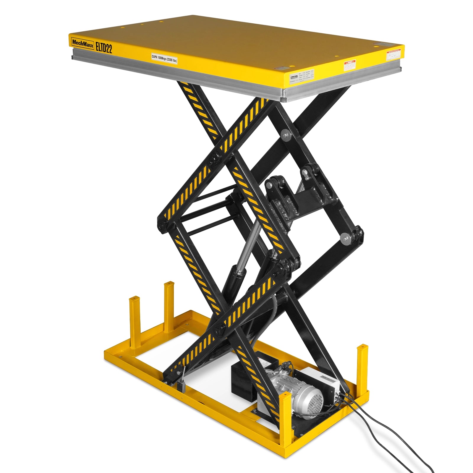 2200 lbs Capacity Stationary Electric Hydraulic Double Scissor Lift Table – 51.2" x 32.3" Platform, 70.1" Lift Height, UL Certified Motor, ELTD22