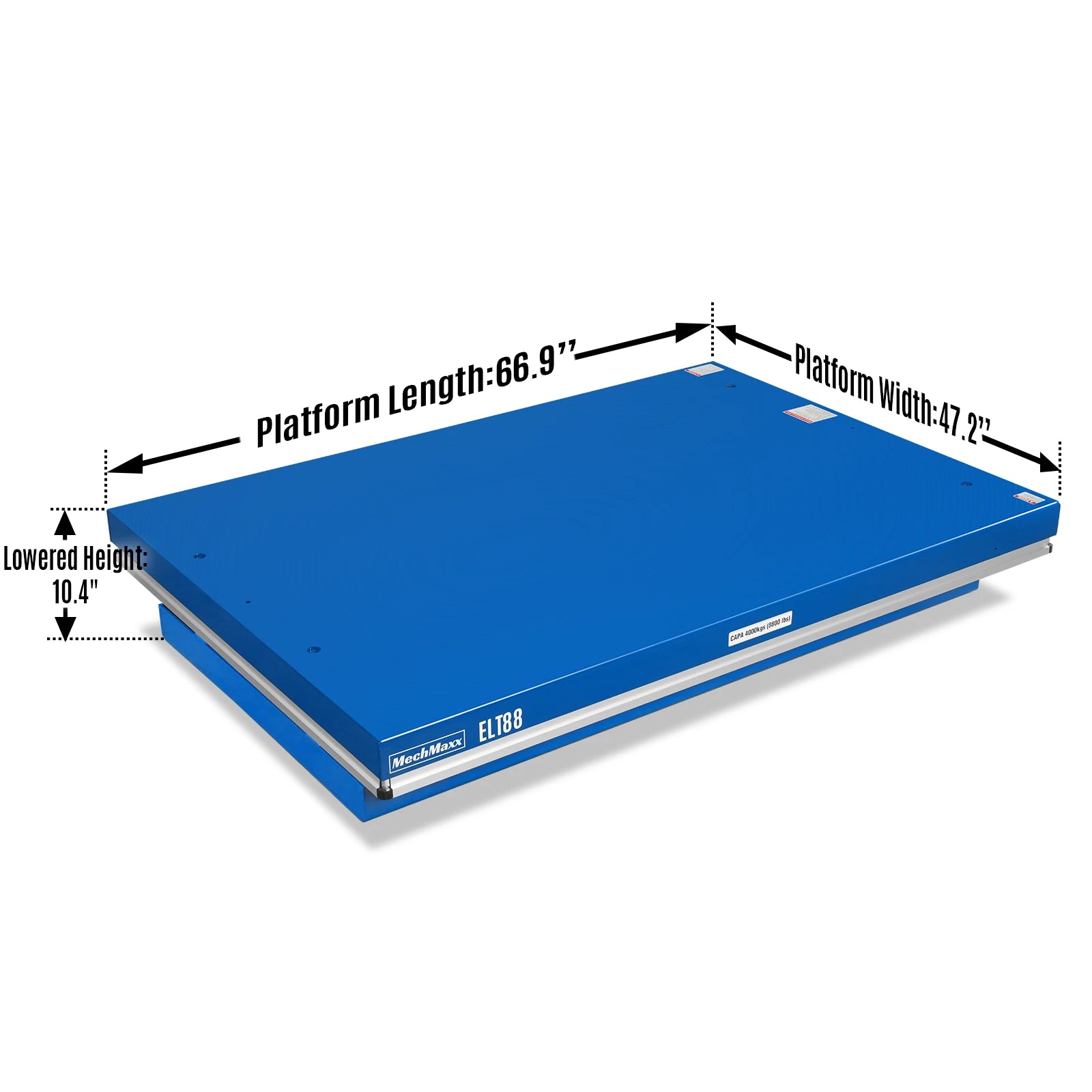 Wireless Remote Control Electric Hydraulic Lift Table, 8800lb Capacity, 66.9" x 47.2" Platform, 45.7" Lift Height, ELT88