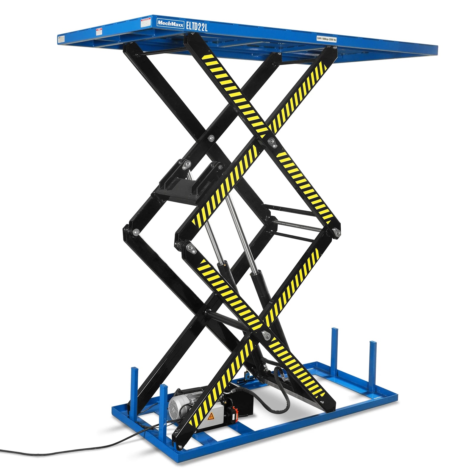 Wireless Remote Control Double Scissor Electric Hydraulic Lift Table, 2200lb Capacity, 86.6" x 51.2" Large Platform, 102.4" Lift Height, ELTD22L