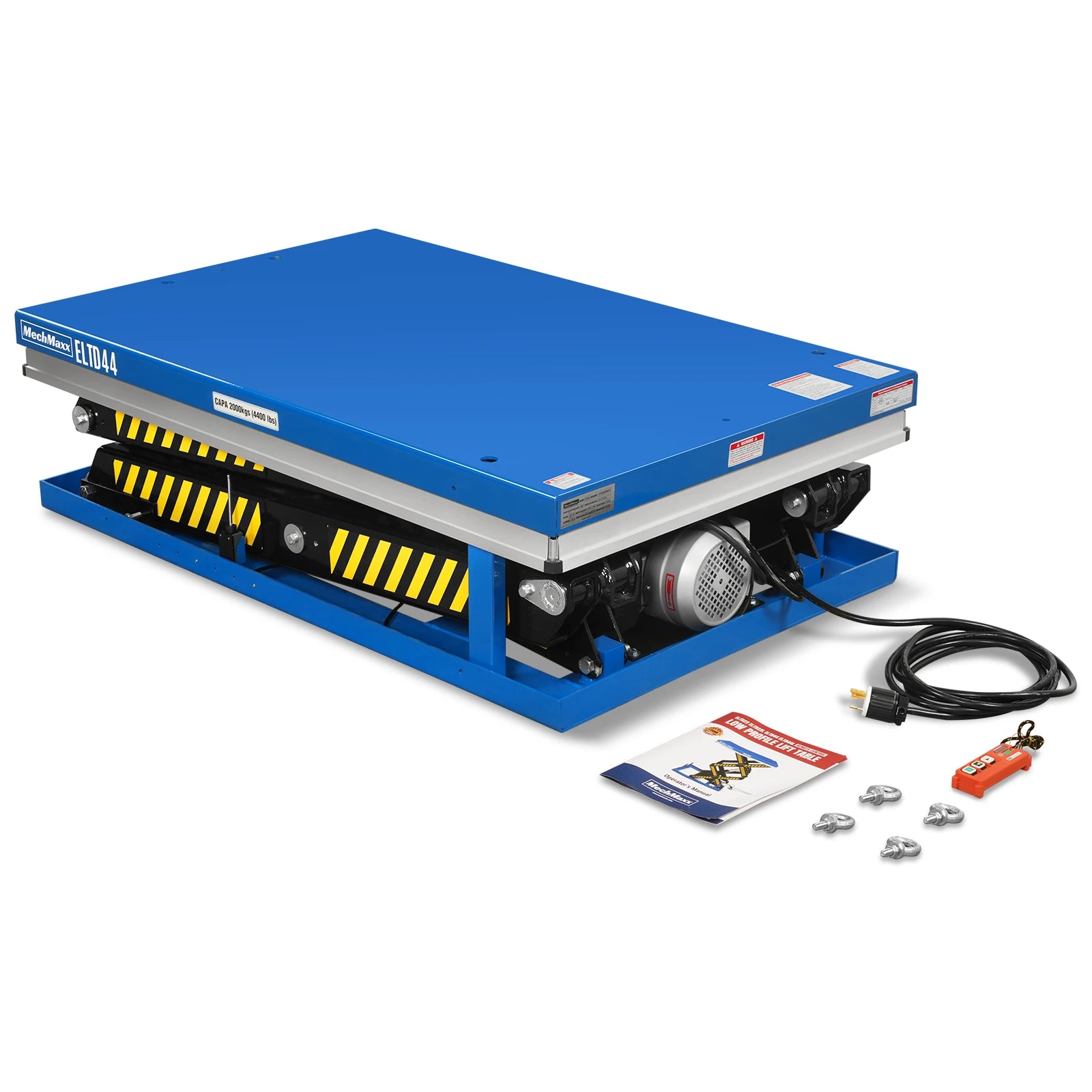 Wireless Remote Control Double Scissor Electric Hydraulic Lift Table, 4400lb Capacity, 51.2" x 33.5" Platform, 72.6" Lift Height, ELTD44