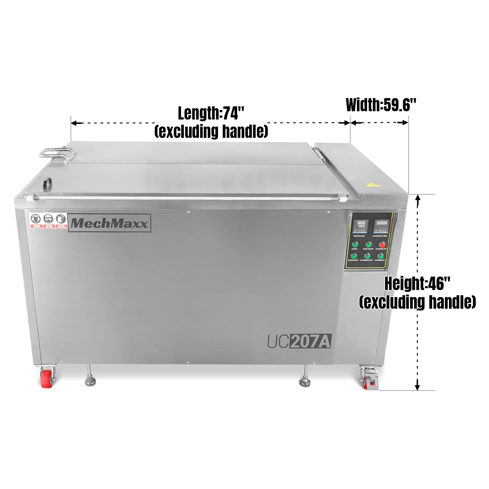 207 Gal / 785L Heavy Duty Industrial Ultrasonic Parts Washer, 28kHz 96 Transducers, Oil Skimmer, SS304 Tank, 22kW Heater, 208–240V 3 Phase Power